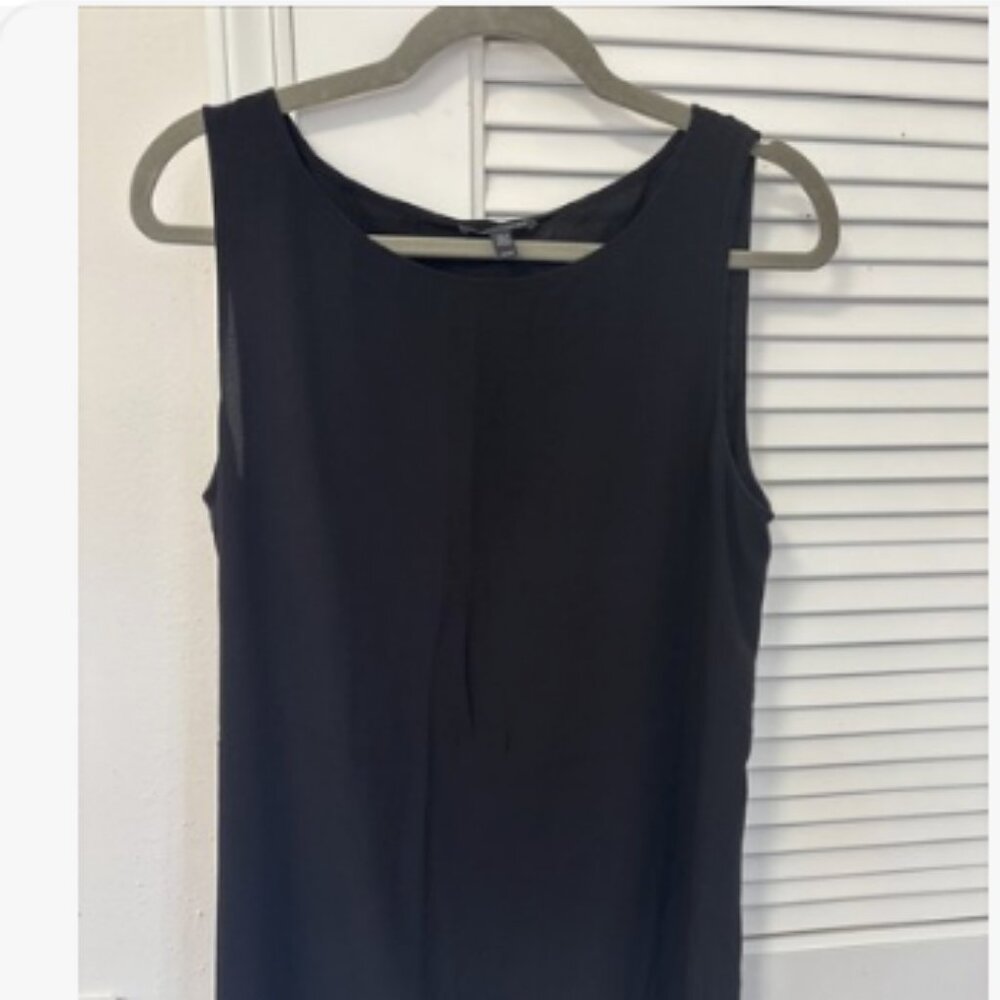 Eileen Fisher Women's Black Silk Georgette Crepe Tank Minimalist Medium